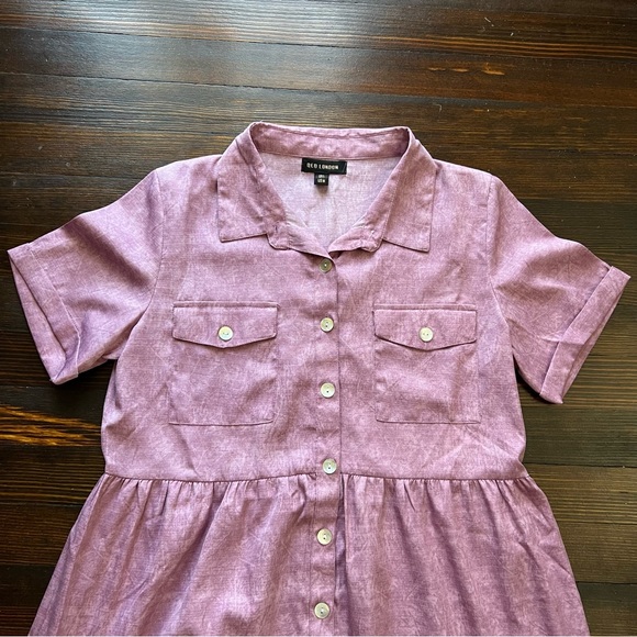 Purple Qed London Button Up Baby doll dress - Picture 7 of 9